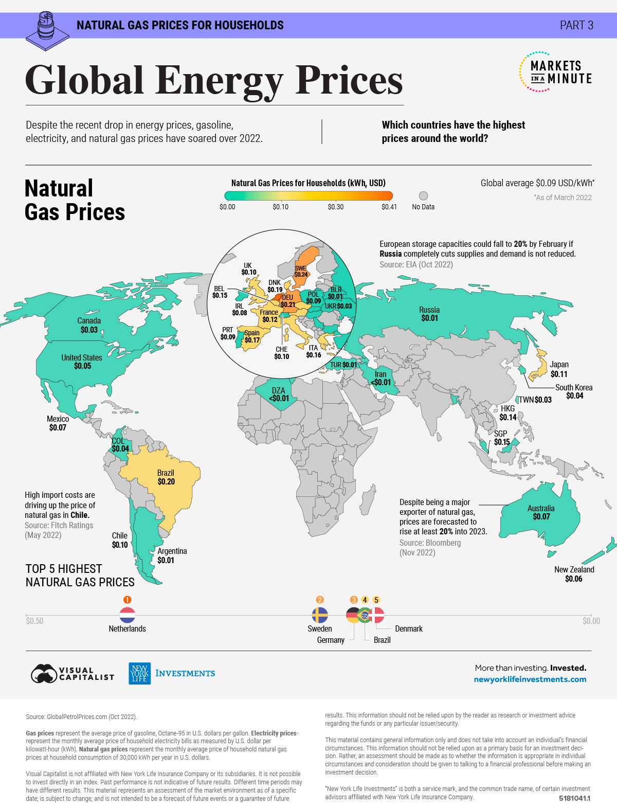 Mapped Global Energy Prices, by Country in 2022
