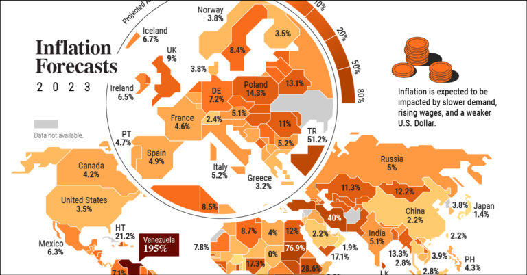 Mapped: 2023 Inflation Forecasts By Country